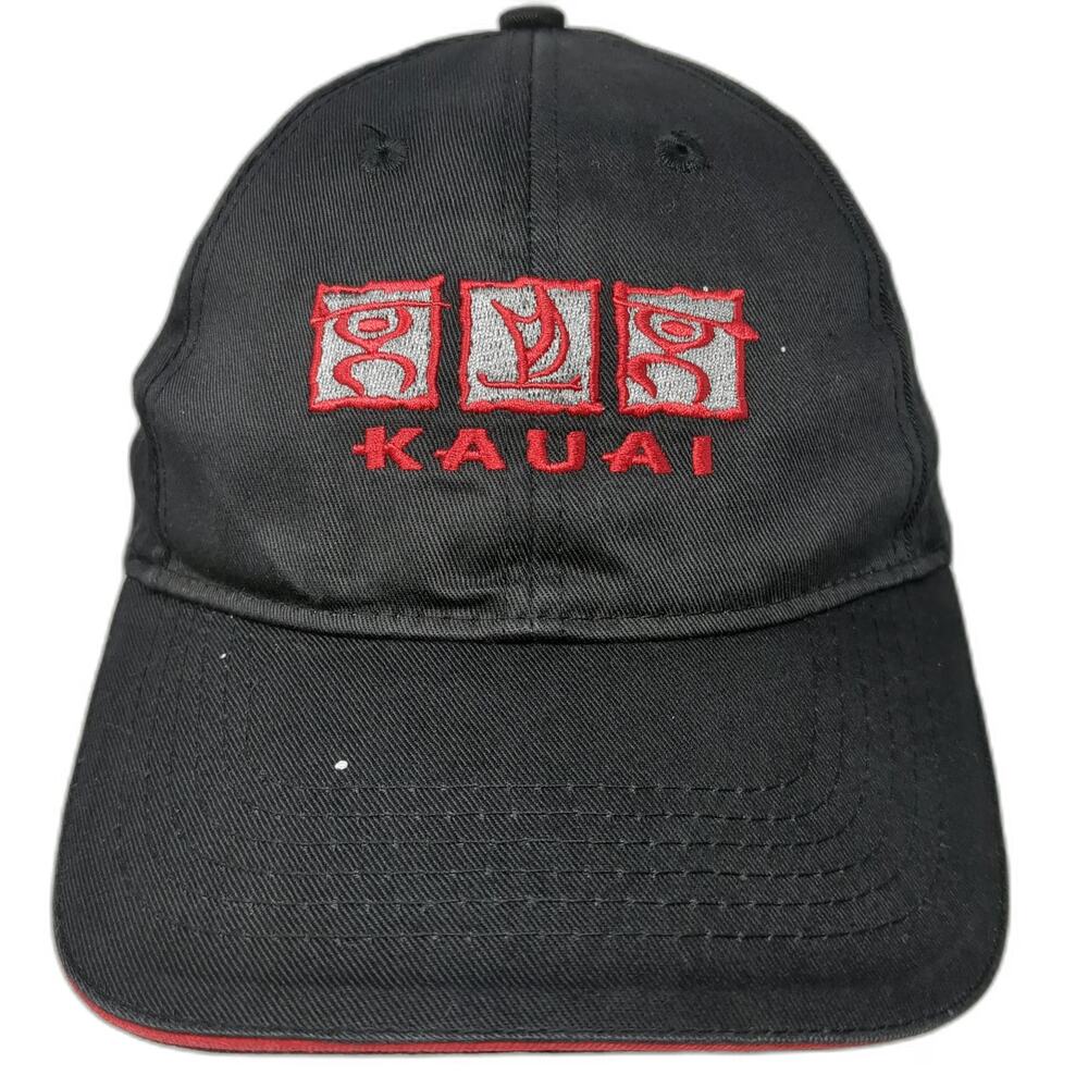 Hawaiian Headwear Kauai Baseball Cap Black One Size Sandwich Brim Adjustable Hat